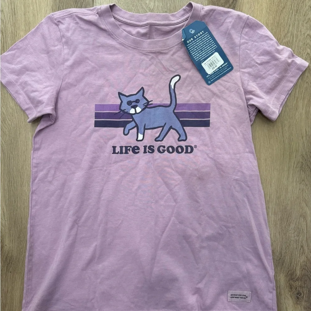 Life Is Good Lavender Cat Tee